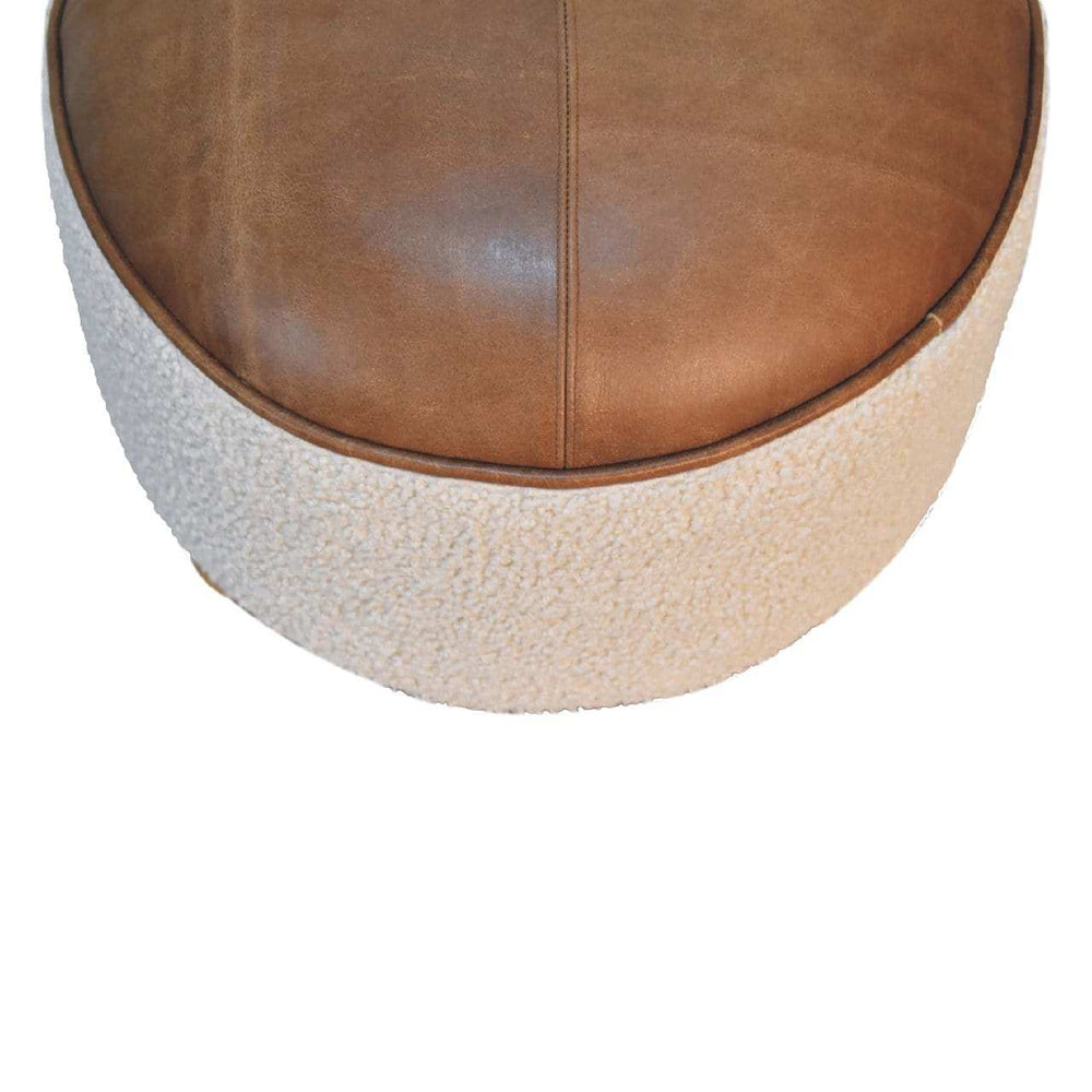 Cream Boucle Buffalo Footstool - Artisan Furniture - Flyclothing LLC