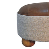 Cream Boucle Buffalo Footstool - Artisan Furniture - Flyclothing LLC