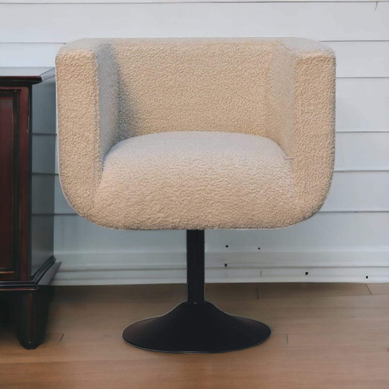 Cream Boucle Swivel Chair - Artisan Furniture - Flyclothing LLC
