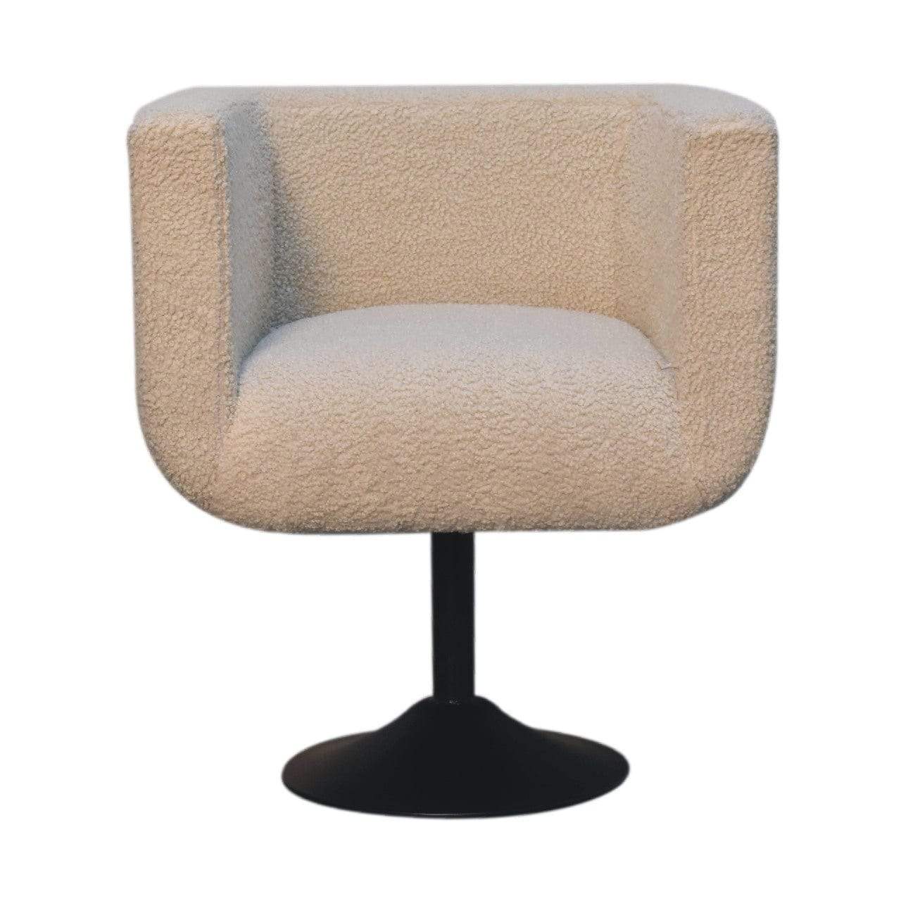 Cream Boucle Swivel Chair - Artisan Furniture - Flyclothing LLC