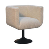 Cream Boucle Swivel Chair - Artisan Furniture - Flyclothing LLC