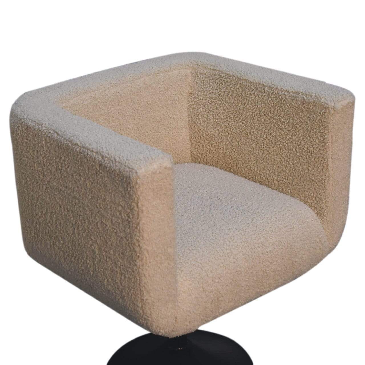 Cream Boucle Swivel Chair - Artisan Furniture - Flyclothing LLC