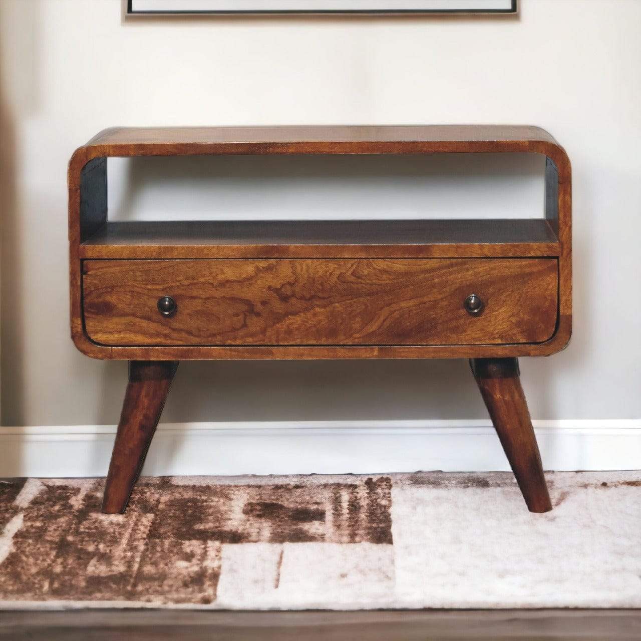 Mini Chestnut Curved Media Unit - Artisan Furniture - Flyclothing LLC