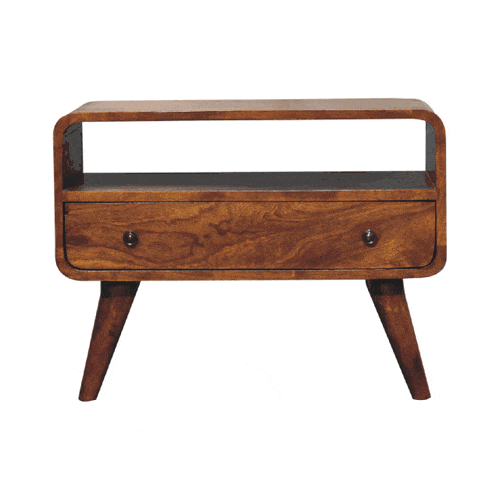 Mini Chestnut Curved Media Unit - Artisan Furniture - Flyclothing LLC