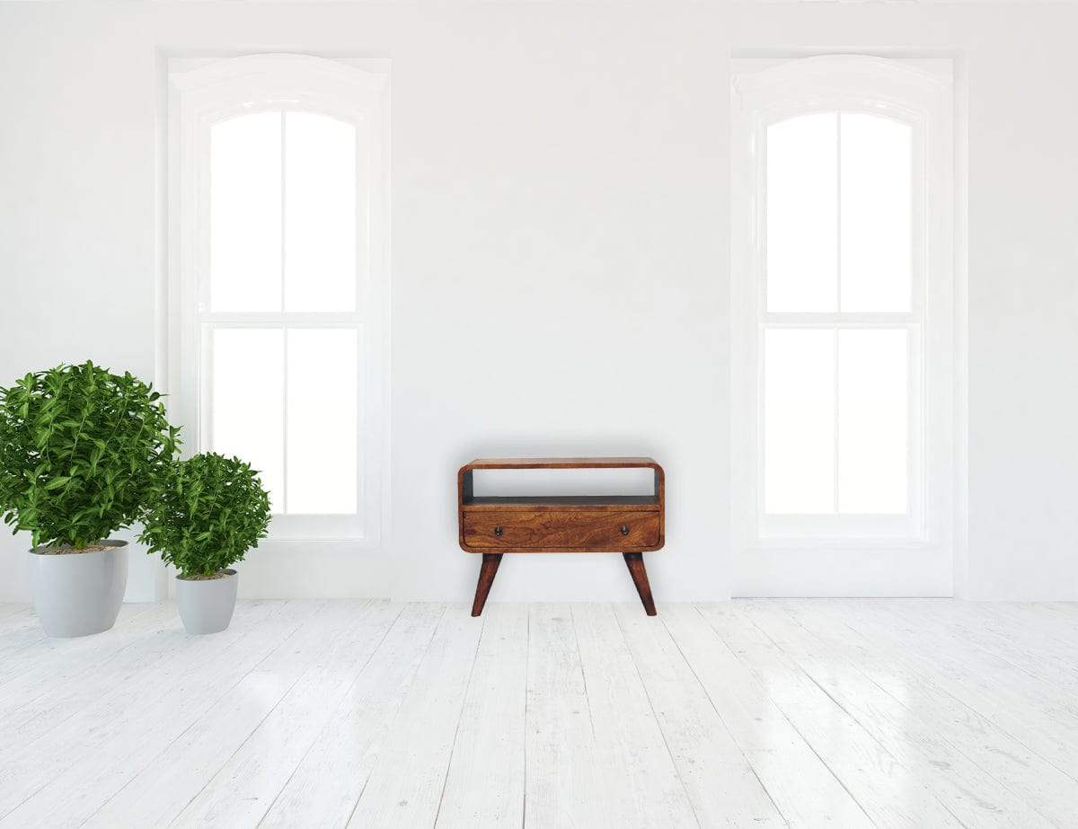 Mini Chestnut Curved Media Unit - Artisan Furniture - Flyclothing LLC