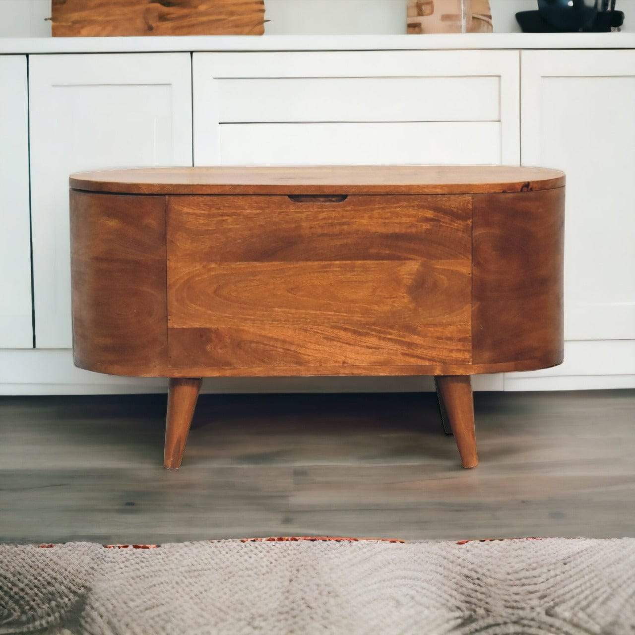 Chestnut Rounded Lid up Blanket Box - Artisan Furniture - Flyclothing LLC