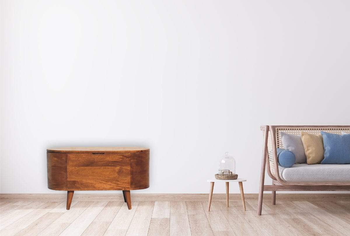 Chestnut Rounded Lid up Blanket Box - Artisan Furniture - Flyclothing LLC