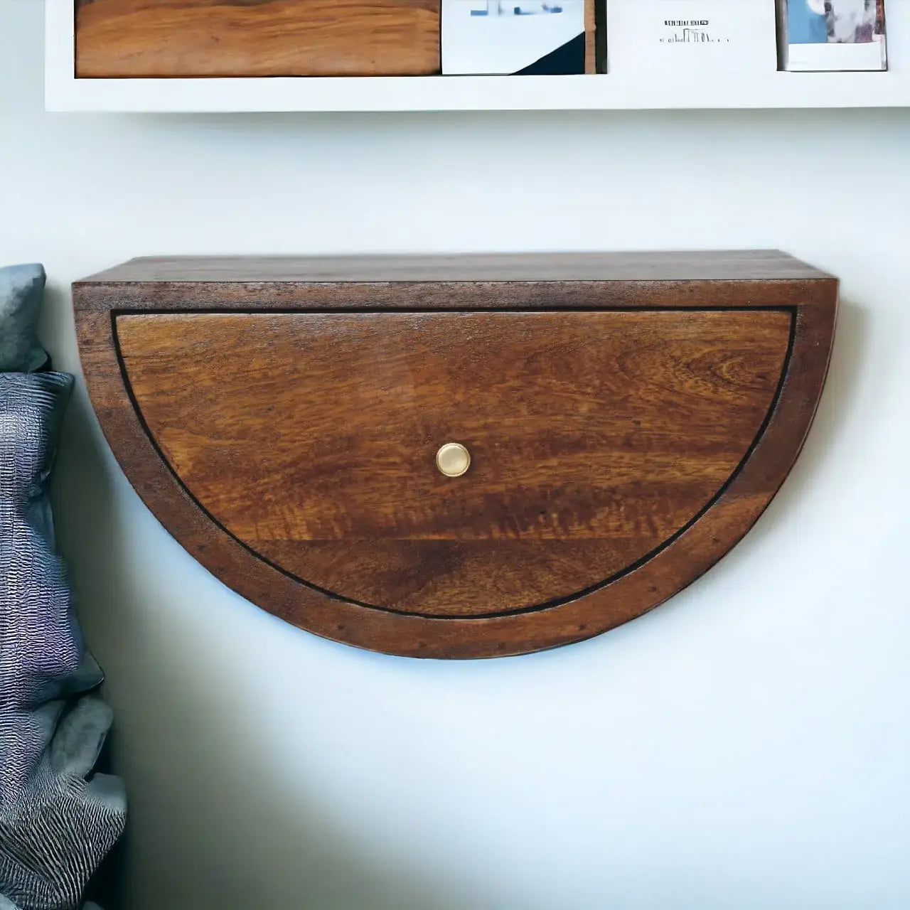 Chestnut Crescent Floating Nightstand - Artisan Furniture - Flyclothing LLC