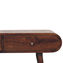 Light Walnut Curved Edge Console Table - Artisan Furniture
