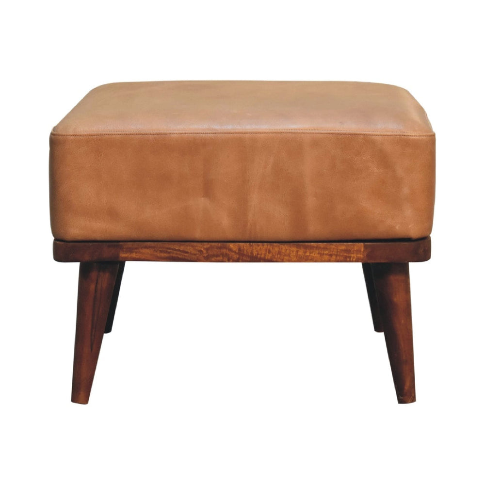 Tan Buffalo Leather Tan Footstool - Artisan Furniture