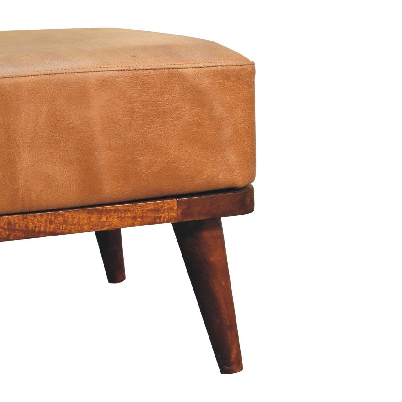 Tan Buffalo Leather Tan Footstool - Artisan Furniture - Flyclothing LLC