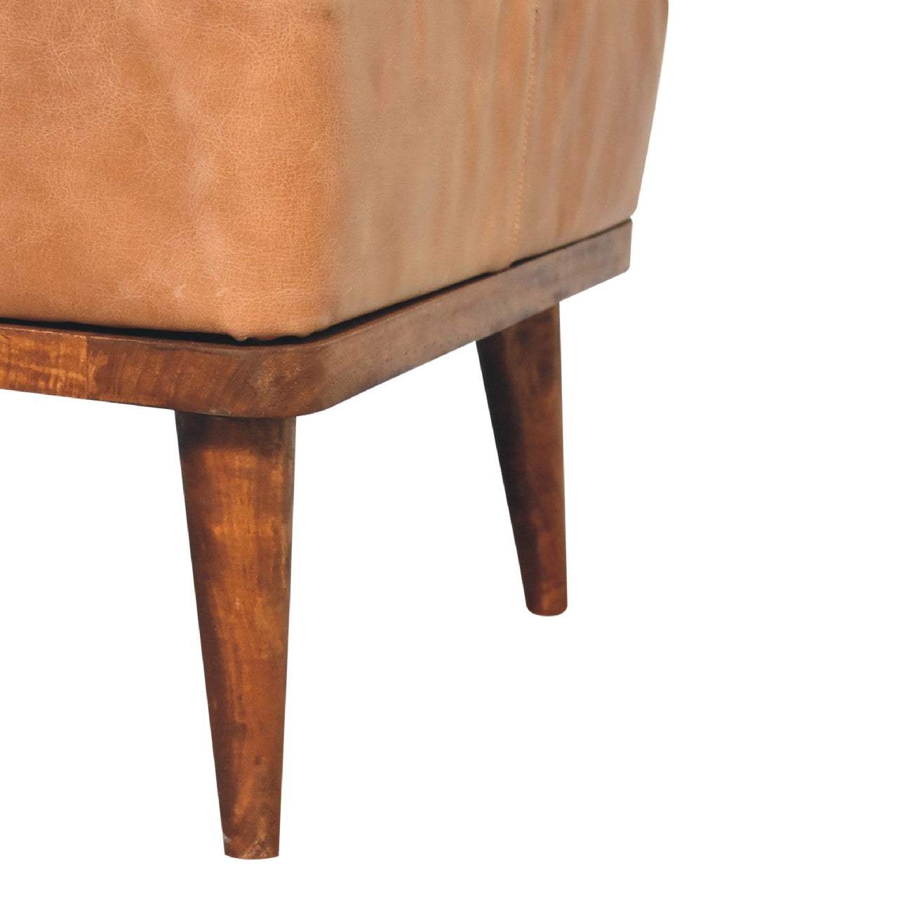 Tan Buffalo Leather Tan Footstool - Artisan Furniture - Flyclothing LLC
