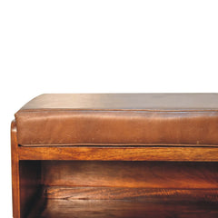 Buffalo Hide Pull out Chestnut Shoe Storage Bench - Artisan Furniture