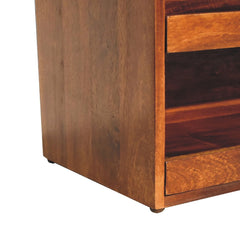 Buffalo Hide Pull out Chestnut Shoe Storage Bench - Artisan Furniture