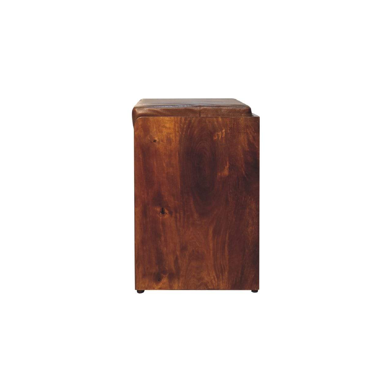 Buffalo Hide Pull out Chestnut Shoe Storage Bench - Artisan Furniture - Flyclothing LLC