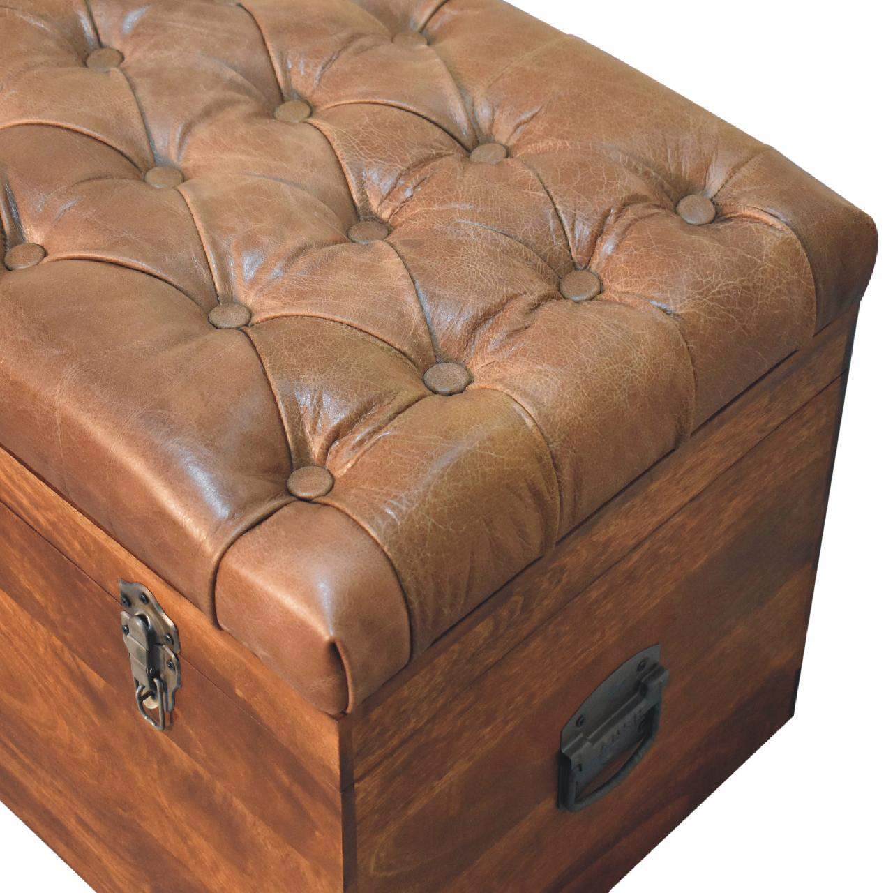 Buffalo Hide Chestnut Storage Trunk - Artisan Furniture - Flyclothing LLC