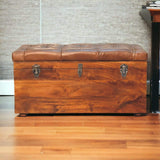Buffalo Hide Chestnut Storage Trunk - Artisan Furniture - Flyclothing LLC