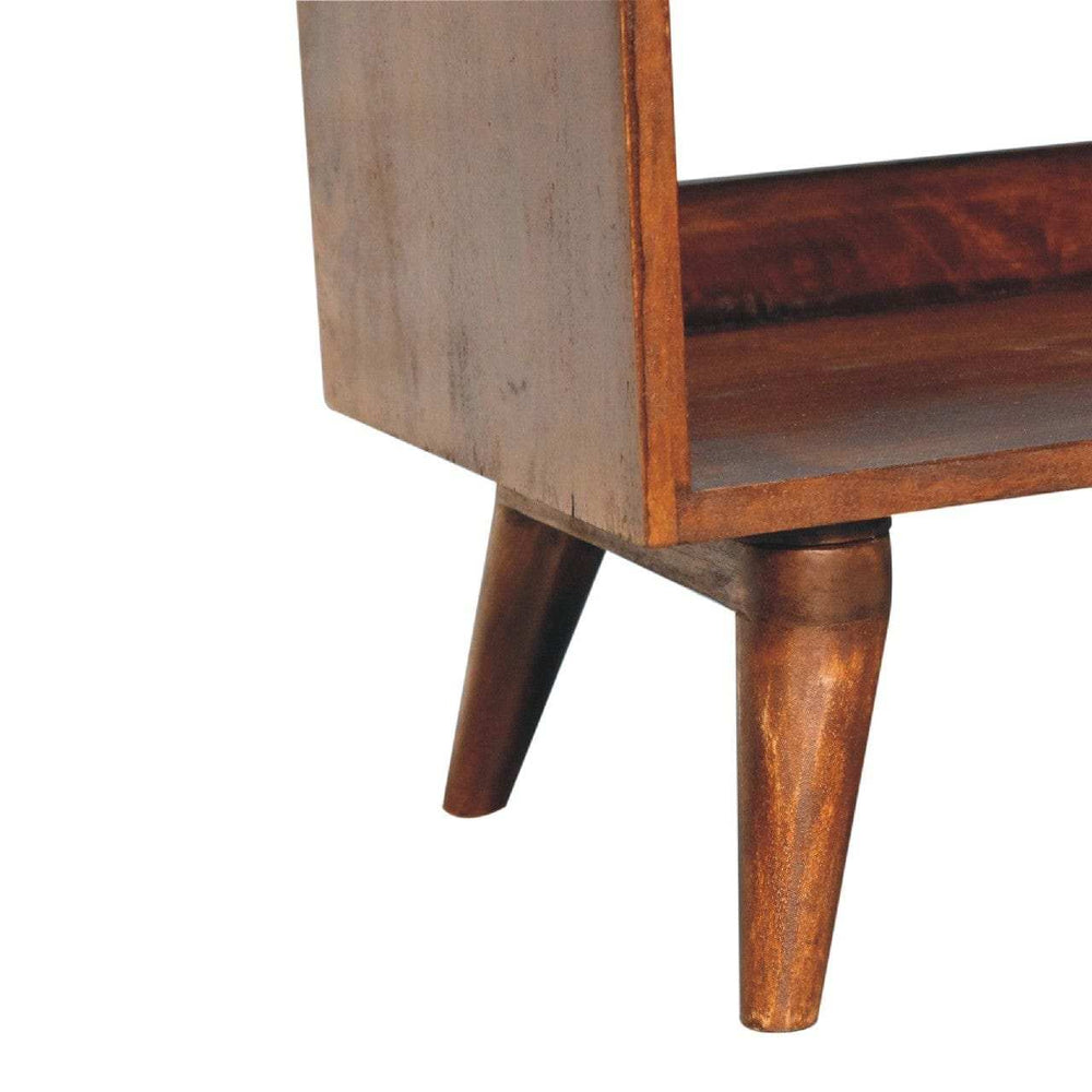 Chestnut Bench with Brown Leather Seatpad - Artisan Furniture - Flyclothing LLC