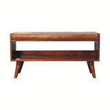 Chestnut Bench with Brown Leather Seatpad - Artisan Furniture - Flyclothing LLC