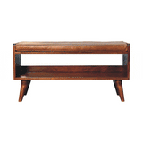 Chestnut Bench with Brown Leather Seatpad - Artisan Furniture - Flyclothing LLC