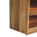 Buffalo Hide Pull out Oak-ish Shoe Storage Bench - Artisan Furniture - Flyclothing LLC