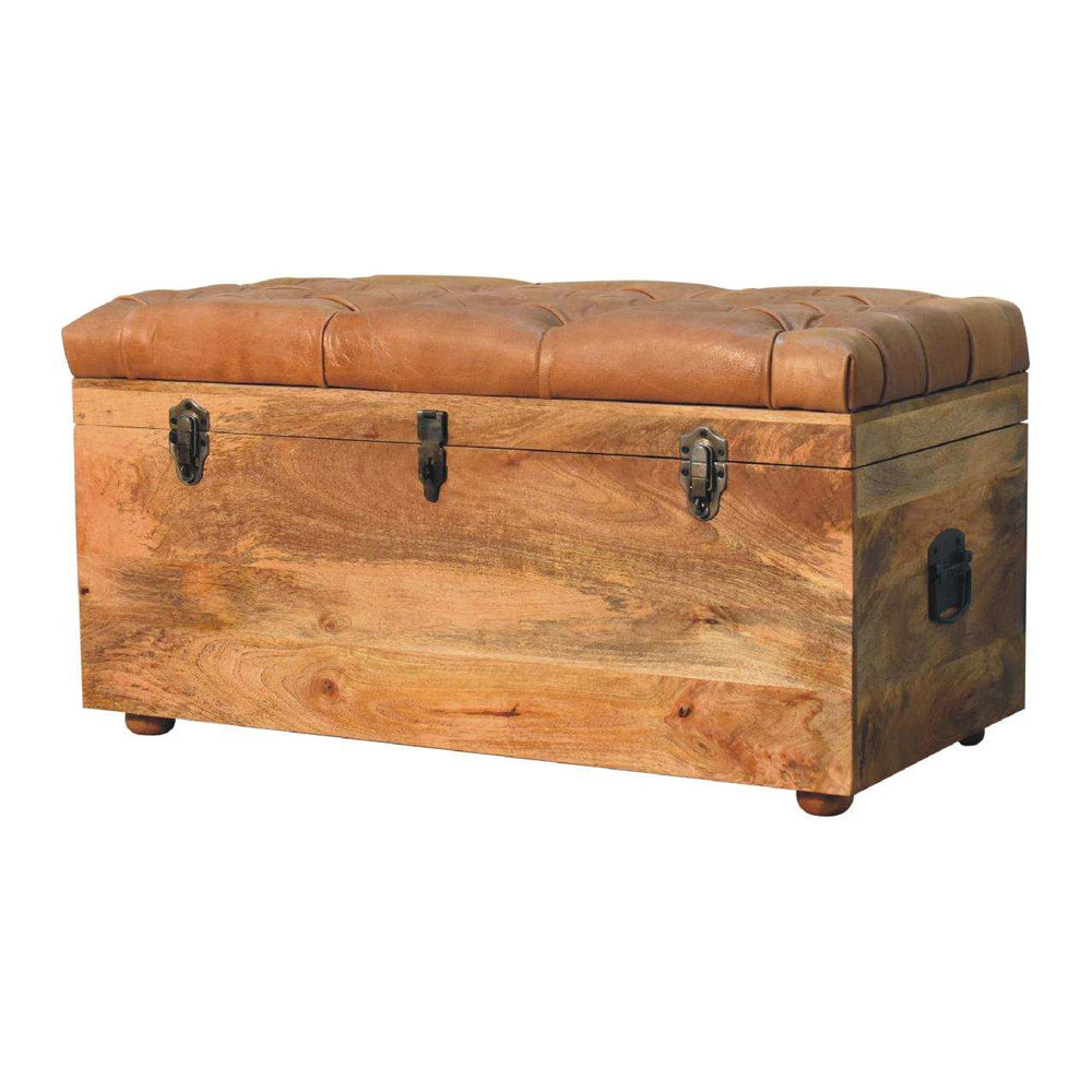 Buffalo Hide Oak-ish Storage Trunk - Artisan Furniture - Flyclothing LLC