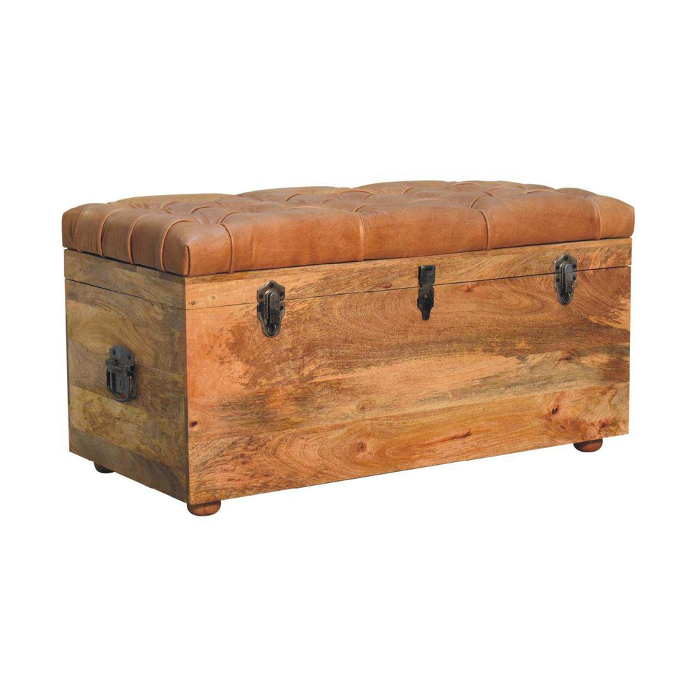 Buffalo Hide Oak-ish Storage Trunk - Artisan Furniture - Flyclothing LLC