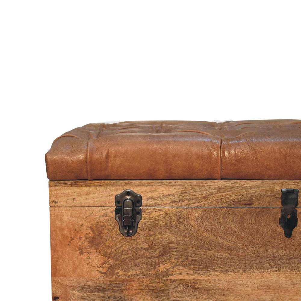 Buffalo Hide Oak-ish Storage Trunk - Artisan Furniture - Flyclothing LLC