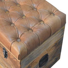 Buffalo Hide Oak-ish Storage Trunk - Artisan Furniture