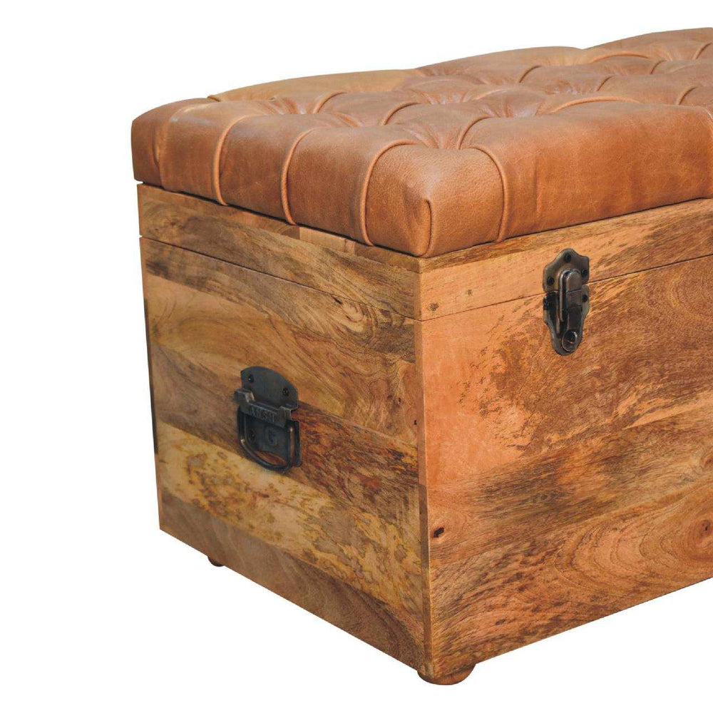 Buffalo Hide Oak-ish Storage Trunk - Artisan Furniture - Flyclothing LLC