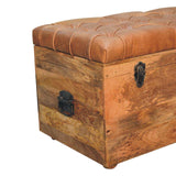 Buffalo Hide Oak-ish Storage Trunk - Artisan Furniture - Flyclothing LLC
