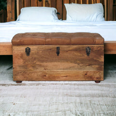 Buffalo Hide Oak-ish Storage Trunk - Artisan Furniture