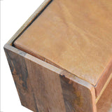 Oak-ish Bench with Tan Leather Seatpad - Artisan Furniture - Flyclothing LLC