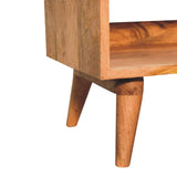 Oak-ish Bench with Tan Leather Seatpad - Artisan Furniture - Flyclothing LLC