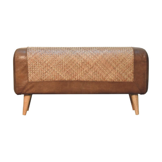 Large Seagrass Buffalo Hide Nordic Bench - Artisan Furniture
