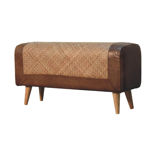 Large Seagrass Buffalo Hide Nordic Bench - Artisan Furniture