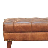 Harbour Brown Leather Bench - Artisan Furniture - Flyclothing LLC