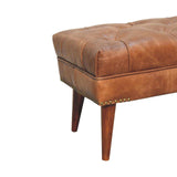 Harbour Brown Leather Bench - Artisan Furniture - Flyclothing LLC