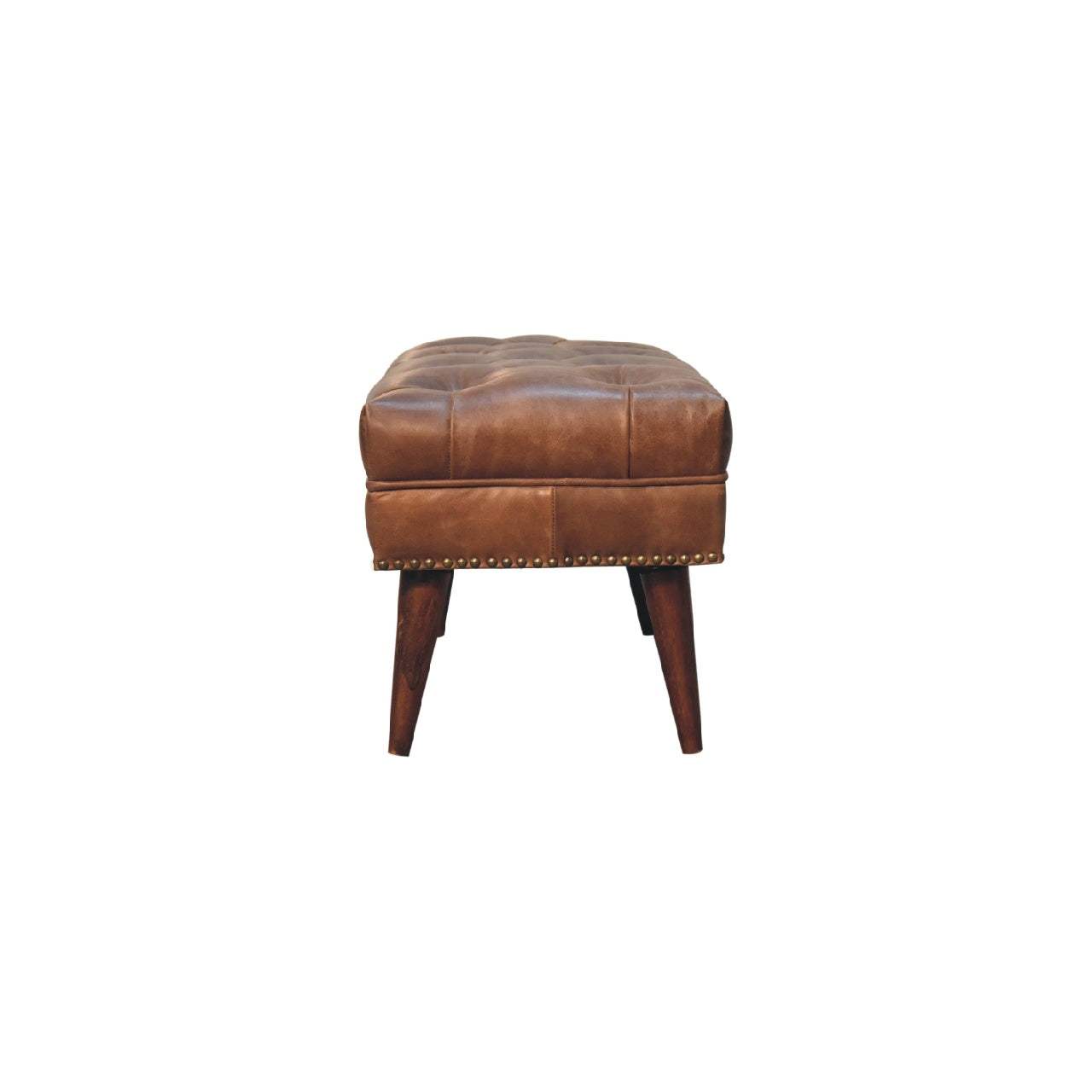 Harbour Brown Leather Bench - Artisan Furniture - Flyclothing LLC