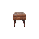 Harbour Brown Leather Bench - Artisan Furniture - Flyclothing LLC