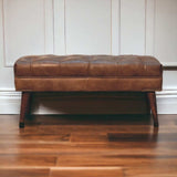 Harbour Brown Leather Bench - Artisan Furniture - Flyclothing LLC