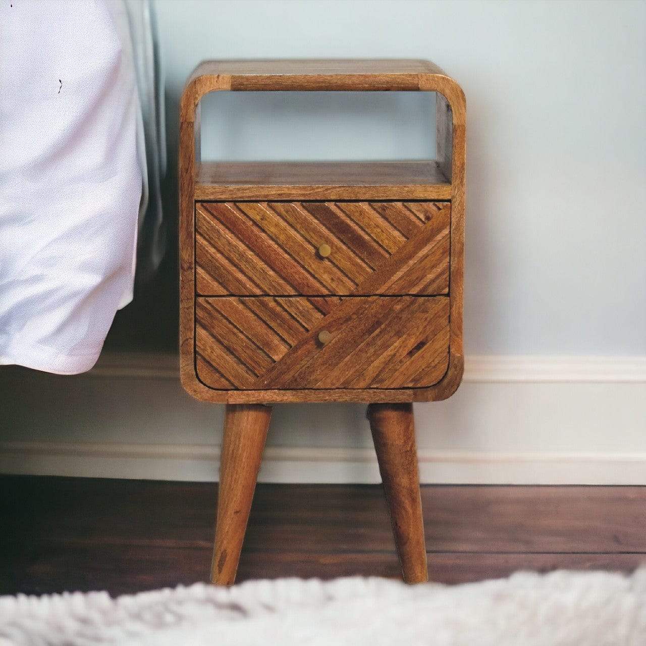 Mini Lille Curved Bedside - Artisan Furniture - Flyclothing LLC