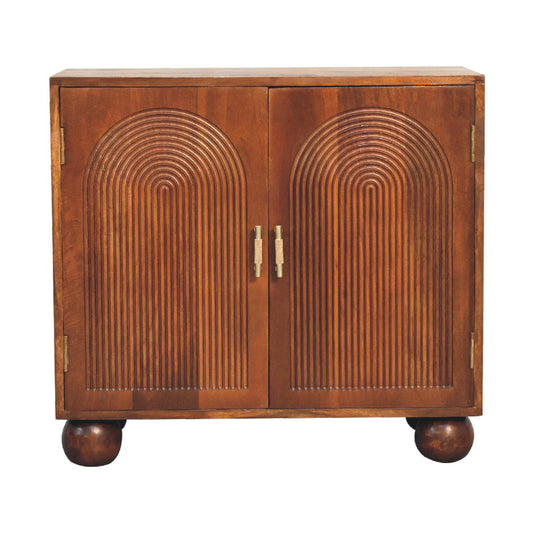 Chestnut Carved Ball Cabinet - Artisan Furniture