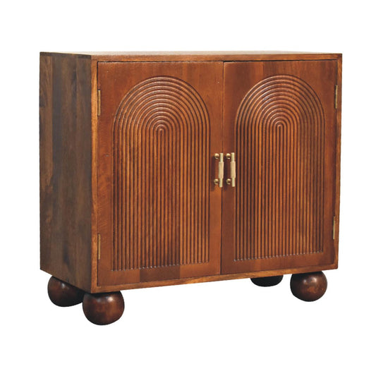 Chestnut Carved Ball Cabinet - Artisan Furniture