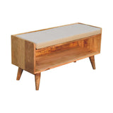 Oak-ish Nordic Storage Bench With Mud Linen - Artisan Furniture - Flyclothing LLC