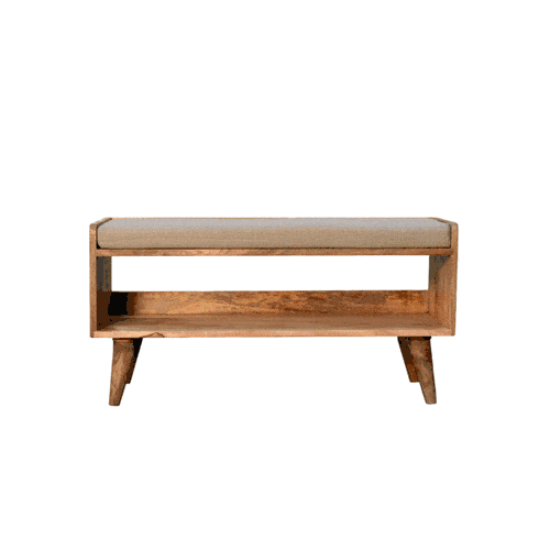Oak-ish Nordic Storage Bench With Mud Linen - Artisan Furniture - Flyclothing LLC