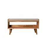 Oak-ish Nordic Storage Bench With Mud Linen - Artisan Furniture - Flyclothing LLC