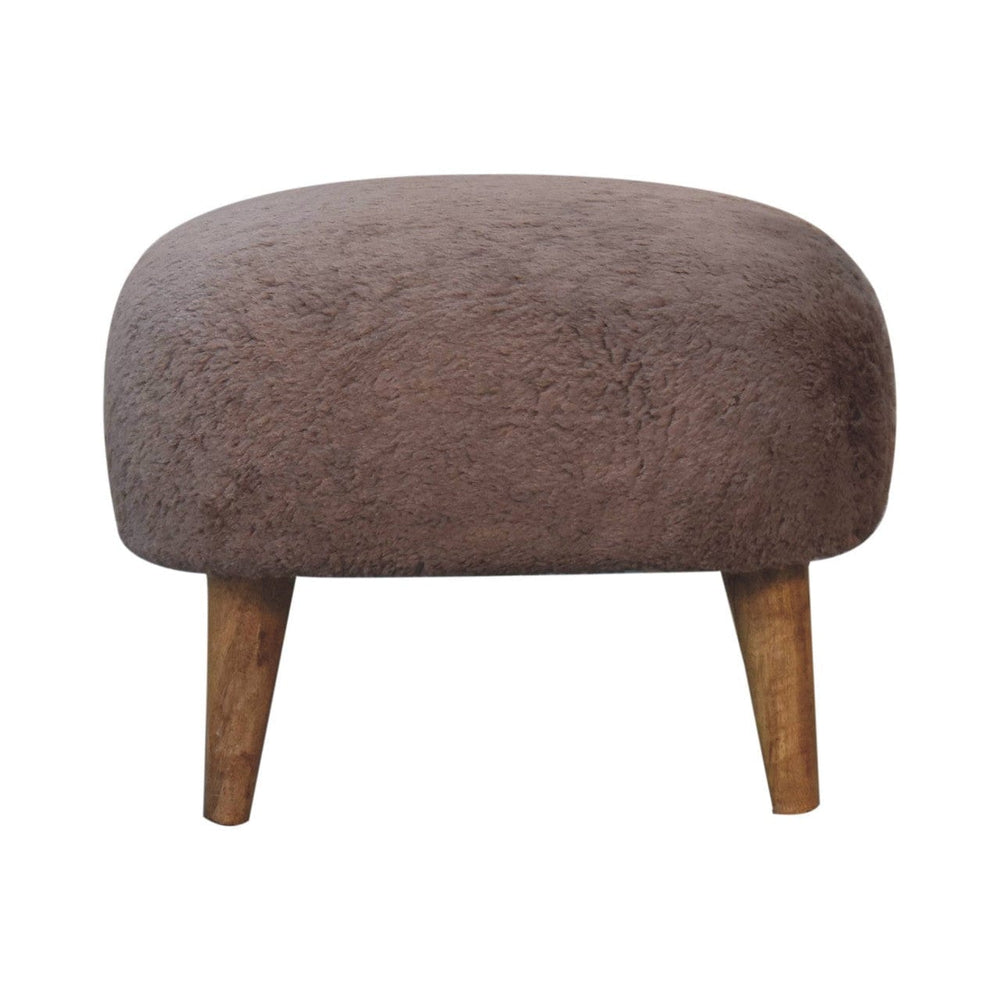 Mocha Faux Fur Square Stool - Artisan Furniture