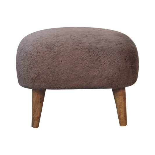 Mocha Faux Fur Square Stool - Artisan Furniture