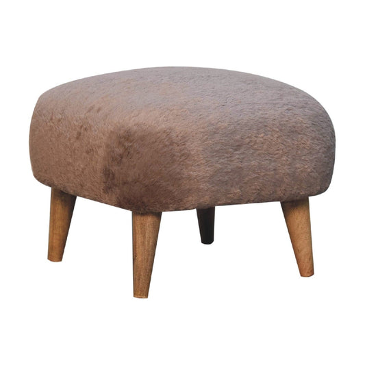 Mocha Faux Fur Square Stool - Artisan Furniture